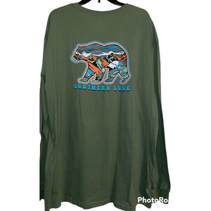 Southern Lure Men's 2XL Hunter Green Brown Bear Long Sleeve Tee T-Shirt‎ XXL NWT